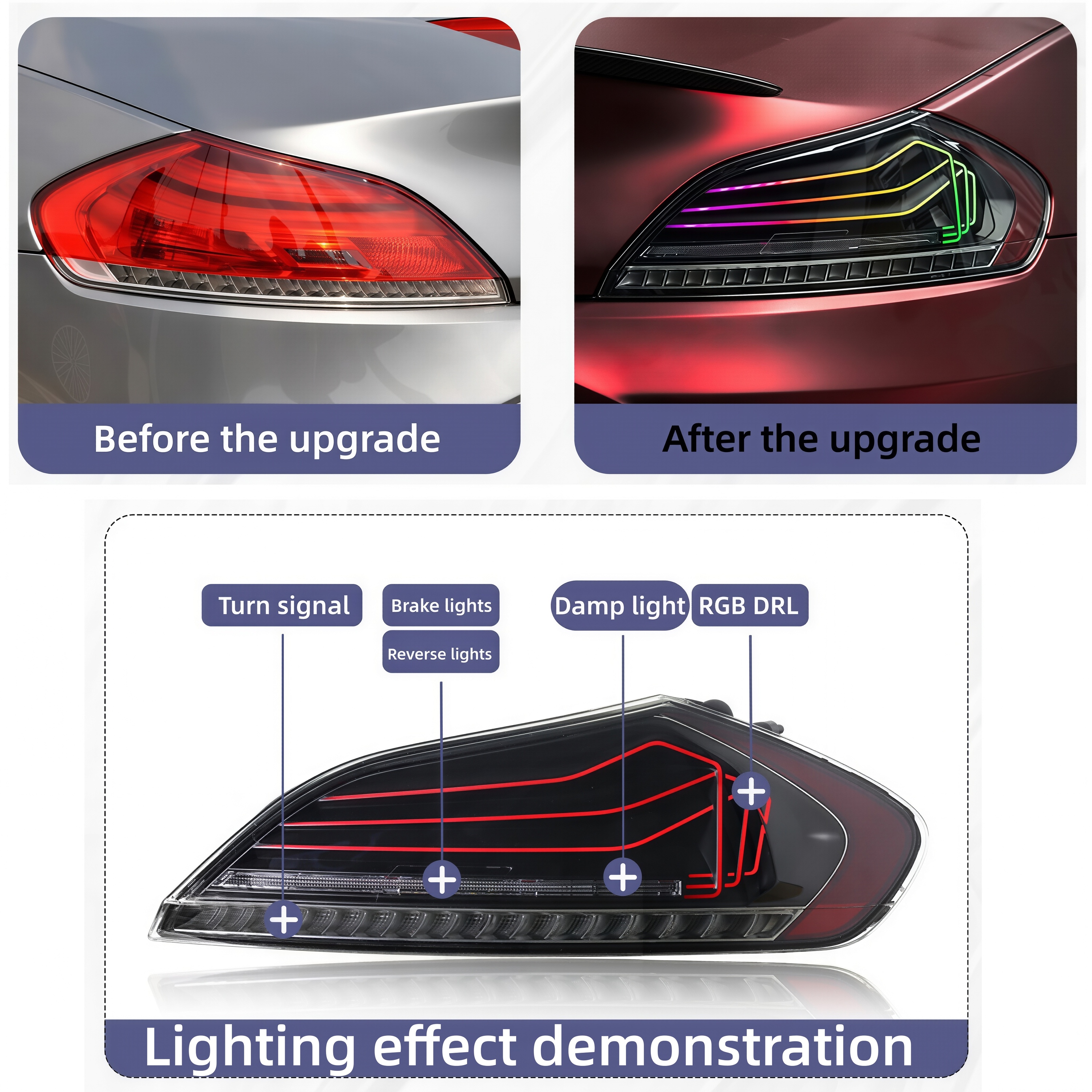 2009 2016 for Z4 E89 Rear Lamp Assembly with Floating RGB LED Lights 12V 4000 Lumens, photo 3